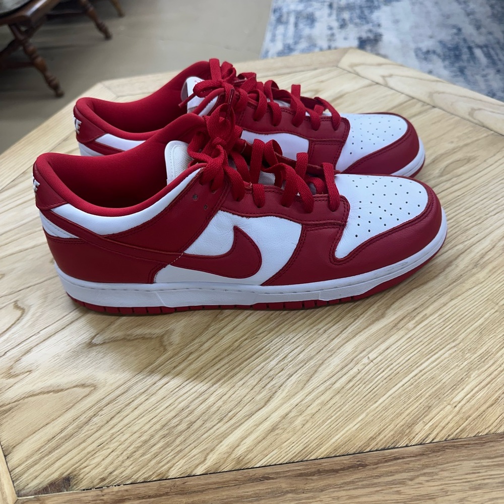 Nike Red and White Low-Top Sneakers